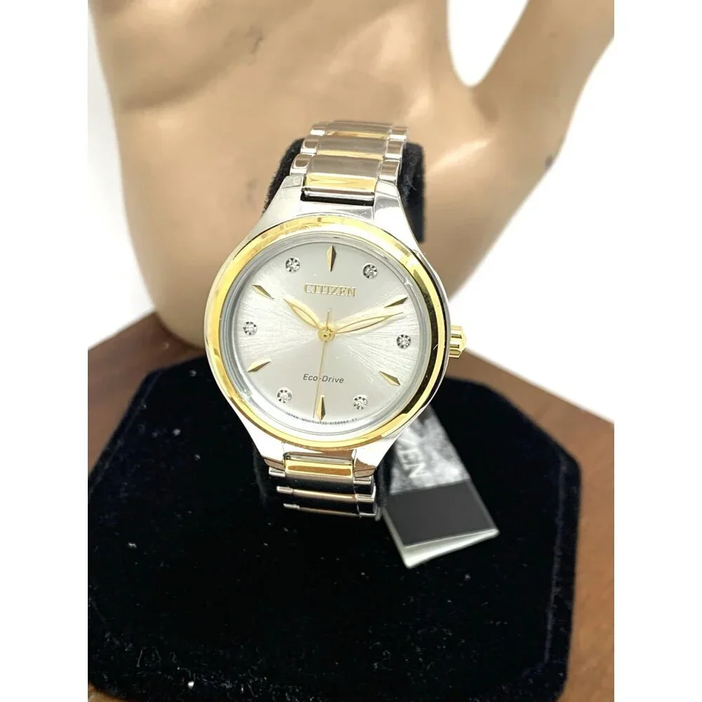 Citizen Women's Watch FE2104-50A Eco Drive Diamond Accent Dial Two Tone Steel